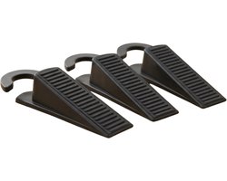Deurwig – Stevig kunststof – Zwart – 13 x 4 cm – Set van 3 - Deurstop