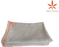 DevoHome Hennep Deken 150x220 cm - Hennep Shawl Plaid - TV Deken - Throw Plaid - Zomerdekbed - Biologisch & ecologisch - Beige