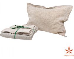DevoHome Linnen beddengoed van 100% linnen - dekbedovertrek 240 x 220 cm + 2x kussensloop 50 x 70 cm - 3-delige beddengoedset - Biologisch & ecologisch - Hypoallergeen