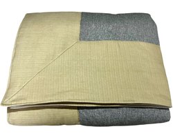 DevoHome Sand Hennep Dekbed Bedsprei - Hennepvezel en Cotton - All in One Dekbed zonder overtrek - Anti Allergie Dekbed - Anti-Huisstofmijt - Ademend - Wasbaar - Gekleurd dekbed Grijs en beige 215x200 cm
