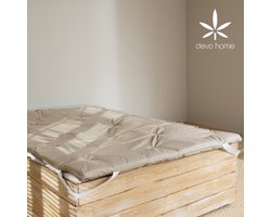 DevoHome Topdekmatras van Hennep - Topper matras 140x200 cm - Matrashoes Matrastopper 2000 GSM - Japans Vloermatras - Anti-Allergeen - Hennep vezels en Katoen - Draagbaar en Oprolbaar Futon Matras - Futon Bed Japanse Futon