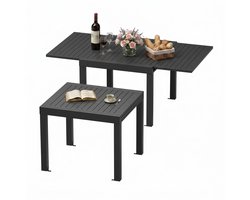 Devoko Tuintafel van aluminium - uitschuifbare - verstelbare tafelpoten - 80/160 x 80 cm - 4-8 personen - 200KG - antiroest, waterdicht, krasbestendig, lichtgewicht en gemakkelijk mee te nemen - uittrektafel voor tuin-terras -Donkergrijs