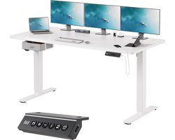 Devoko Zit-Sta Bureau 180x80 cm - Elektrisch Verstelbaar Bureau - Met Stoffen Lade - Zit-Alarm - Digitaal Display - USB - Wit