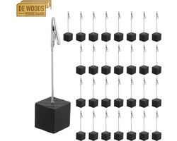 deWoods - Set 30 × Houten Foto- & Kaarthouders met Clip 25×25×113 mm – Zwart – Huiselijk Presentatie-display