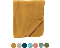 DEX - plaid 130x160 cm - fleece deken - zacht en dun - Golden Glow - geel