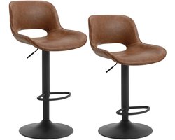 DeXem - 2 STKS/SET In Hoogte Verstelbare Barkrukken - barkruk met Kunstleer - Draaibare Bistro Kruk met Rugleuning Voetsteun - Pub Keuken Teller Stoel - barkrukken met rugleuning