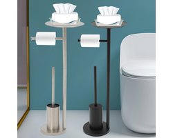 DeXem - ZWARTE Vrijstaande toiletborstelhouder toiletpapierdispenser - toiletborstel met houder - wc rolhouder staand - wc borstel - wc rolhouder - wc rolhouder zwart -