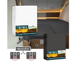 Dexitex 1 x Molton & 1 x Hoeslaken Antraciet / 4 delige set-Geschikt voor Camper lengtebedden of enkele bedden