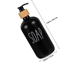 Deze dikke glazen vloeibare zeepdispenser wordt geleverd Geschikt voor een navulbare zwarte houten pomp en is Geschikt voor shampoo, handcrème en meer. Hij heeft een eenvoudig en draagbaar ontwerp.