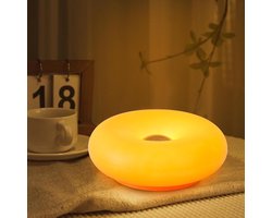 Deze donutvormige, oplaadbare tafellamp zorgt voor nachtverlichting. Dankzij de USB-oplaadfunctie is hij ideaal voor de slaapkamer. Dimbaar nachtlampje/woonkamerlamp/slaapkamerlamp (oranje).