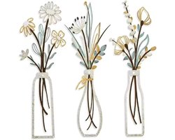 Deze driedelige set metalen wanddecoraties in bloemvorm heeft een rustieke stijl en is geschikt geschikt voor woonkamers, badkamers, slaapkamers, eetkamers en andere ruimtes.