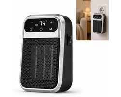 Deze mini keramische ventilatorkachel van 800 watt wordt geleverd met een afstandsbediening, thermostaat en 12-uurs timer. Dankzij het stille ontwerp is hij Geschikt voor badkamers, slaapkamers en kantoren.