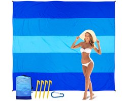 Deze strandmat is zand- en waterdicht, extra groot, zeer draagbaar, zandbestendig en sneldrogend. Het is een onmisbaar strandartikel voor vakanties, cruises, picknicks en kamperen, en wordt geleverd met tentharingen.