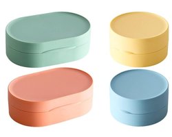 Deze vierdelige reiszeepbakjesset bevat waterdichte, stevige zeepbakjes die zijn geschikt voor wandelen, douchen, badkamers, scholen, sportscholen en andere gelegenheden.