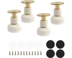 Deze vierdelige set bestaat uit verstelbare meubelpoten met antislip rubberen voetjes. De hoogte is verstelbaar tussen 54 en 63 mm, waardoor de set geschikt is voor kasten, tafels en nachtkastjes.