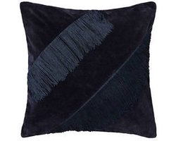 DGM Own sierkussen Fluweel en Franje - Blauw (50x50 cm)
