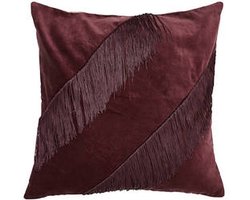 DGM Own sierkussen Fluweel en Franje - Donkerrood/paars (50x50 cm)