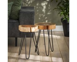 DH Interior Bijzettafeltje Boomstam Arbor Acaciahout - 32 x 32 x 45 cm - Hout - Industrieel - Rond