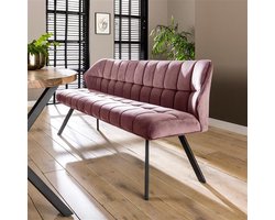 DH Interior Eetkamerbank Lino Velvet Stof Roze 180 cm Geblokt - Velours roze - Design - 180 x 59 x 84 cm