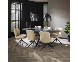DH Interior Eettafel Mysha Deens Ovaal Melamine 215x105 cm - Hout - Industrieel - Deens ovaal
