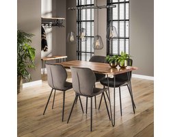 DH Interior Industriële Eettafel Novi Acaciahout 130x70 - Hout - Industrieel - Rechthoek