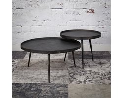 DH Interior Industriële salontafel set Owen grijs metaal - 76 x 76 x 40 cm - Grijs - Industrieel - Rond