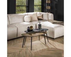 DH Interior Organische Salontafel Set van 2 Alina Zwart en Goud - 84 x 39 x 42 cm - Grijs - Industrieel - Driehoek