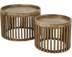 DH Interior Ronde Salontafel Set van 2 Tory Mangohout Ø65-Ø50 cm - 65 x 65 x 40 cm - Hout - Landelijk - Rond