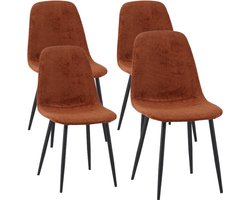 DH Interior Set van 4 Scandinavische Eetkamerstoelen Terra Chenille Stof Swift - Zonder Armleuningen - Chenille - Scandinavisch & Basic