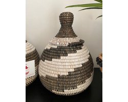 Dhah opbergmand bruin-wit met deksel