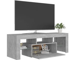 DHN TV Meubel - Tv-Kast Met Led Verlichting - Woonkamer Huiskast - Moderne Tv-Standaard - Beton Grijs - 120X35X40 Cm