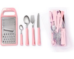 Di Solle 26-delige Bestekset voor 6 Personen - Baby Pink met Raspdeksel en Opbergbak