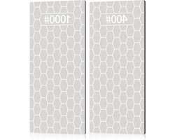 Diamanten Slijpsteen Plaat 2 Stuks voor Zakmessen en Scharen - Wetsteen Honingraat Oppervlak - Antislip Pad - Outdoor Keukengereedschap - 400/1000 Grit.