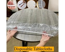 Diameter 60 inch - PVC Fitted Round Elastic Tablecloth - Transparant Waterproof - Oil-Proof Table Cover met Elastische Randbescherming voor Eettafel