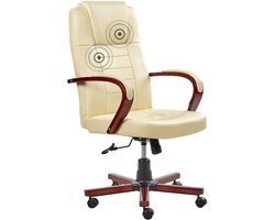 DIAMOND - Bureaustoel - Crème - Leer
