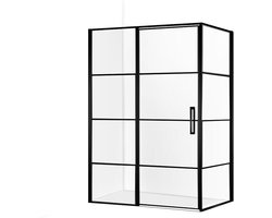 Diamond Line Collins - Douchecabine - 120x90 - Rechthoek - Mat Zwart - Draaideur Links - Antikalk - Helder Glas - 8mm Veiligheidsglas - Easy Clean