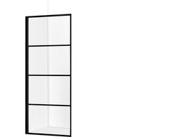 Diamond Line Collins - Inloopdouche / Douchewand - 90x200 - Mat Zwart - Antikalk - Helder Glas - 8mm Veiligheidsglas - Easy Clean