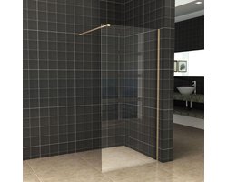 Diamond Line - Inloopdouche / Douchewand - 100x200 - Geborsteld Messing - Antikalk - Helder Glas - 8mm Veiligheidsglas