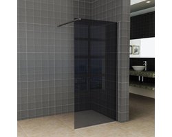 Diamond Line - Inloopdouche / Douchewand - 90x200 - Mat Zwart - Antikalk - Rookglas - 8mm Veiligheidsglas