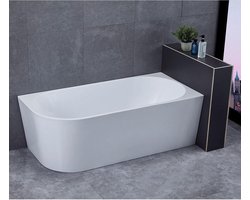 Diamond Line - Ligbad Half Vrijstaand - Rechts - Rechthoek - Hoekbad - 80x170x58cm - Acryl - Glans Wit - met Badwaste en Overloop