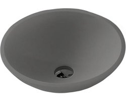 Diamond Line Liron - Waskom Opbouw - 43x43cm - Rond - Wastafel - natuursteen - betonlook- wasbak voor badkamer - spoelbak - waskom - uniek - Solid Surface -