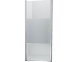 Diamond Line Mania - Douchedeur 80 cm - Chroom - Draaideur Linksdraaiend - Antikalk - Helder / Mat Glas - 8mm Veiligheidsglas - Easy Clean - Verstelbaar