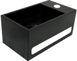 Diamond Line - Toiletfontein / WC Meubel - Mat Zwart - Rechts - 35.5x16cm - Solid Surface - Rechthoek