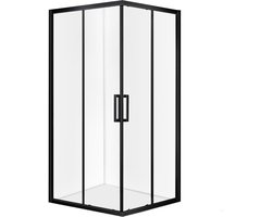 Diamond Line Torino - Douchecabine - 80x80 - Vierkant - Mat Zwart - Schuifdeur - Hoekinstap
