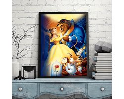 Diamond Painting - Belle en het Beest - Lumiere - Pendule - Chip - Mvr Theepot - Roos - Volledig - Ronde steentjes - 30x40cm