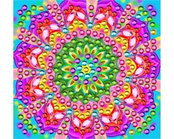 Diamond Painting - mirror - spiegel - accessoire - gemak - handig - make up - tas - vrouwen - unisex - cadeau - hip – tijdloos - mandala - bloem - multicolor