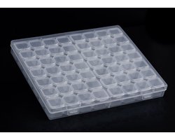 Diamond Painting Opbergbox met 56 Bakjes – Transparante Sorteerdoos met Uitneembare Doosjes – Steentjes Organizer – Compact en Meeneembaar – 21 x 17,3 x 2,6 cm