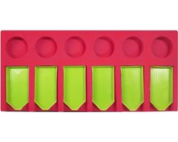 Diamond Painting Organizer - Om makkelijk te werken met steentjes - 6 vakjes met groene bakjes en 6 ruimte's voor flesjes