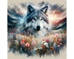 Diamond painting Wolf in de natuur 30 x 30 cm