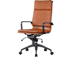 Diamond Softpad Bureaustoel Cognac | Hoge Rug | Vintage Cognac / Bruin | Frosted Black Frame